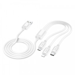 Kaabel 3in1 USB A Lightning / Micro USB / USB C Hoco 2A 1 m X74 valge