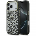 GUESS Etui Leopard Glitter MagSafe iPhone'i 17 Pro jaoks, must