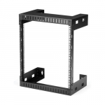 StarTech.com 12U 19 Wall Mount Network Rack - 12 Deep 2 Post Open Frame Server Room Rack for Data/AV/IT/Computer Equipment/Patch Panel with Cage Nuts AND Screws 200lb Capacity, Black (RK12WALLO)