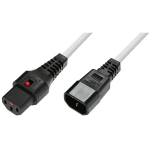 MicroConnect Powercord C13 IEC Lock - C14 White 1,5m, PC1278