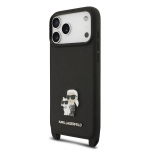 Karl Lagerfeld Saffiano ristikang Metal Karl ja Choupette puhvel Apple iPhone 17 Pro Maxi