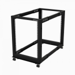 StarTech.com 4-post 15U Mobile Open Frame Server Rack, Four Post 19 Network Rack with Wheels, Rolling Rack with Adjustable Depth for Computer/AV/Data/IT Equipment - Casters, Leveling Feet or Floor Mounting