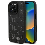 Karl Lagerfeld KLHMP16LPKHPORPK iPhone 16 Pro 6,3-tolline kvakott musta/musta nahast metallse monogrammiga logo ja MagSafe'iga