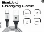 Quick QB-142 punutud USB-A / USB-C 1,5 meetrit, hall