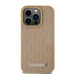 Karl Lagerfeld PU monogramm-metallist logo MagSafe kaitsja iPhone'i 14 Pro Max jaoks / Beige