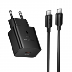 Hoco USB C laadija QC PD 25W + USB C USB C kaabel N76 must