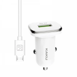 iKaku KSC-317 universaalne autolaadija QC 3.0 18W Micro-USB kaabliga, valge