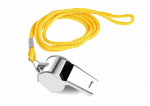 LEAN Toys Referee Whistle With Ball Metal Yellow String 40cm