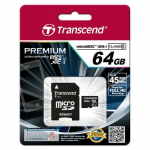 Transcend microSDXC/SDHC Class 10 UHS-I 64 GB adapteriga
