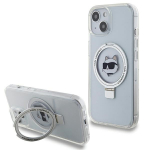 Karl Lagerfeld KLHMP15SHMRSCHH iPhone 15 / 14 / 13 6.1" biay/white hardcase Ring Stand Choupette Head MagSafe