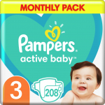 Pampers Aktiivne Laps 3 Diaperi, 6-10 kg, 208 tk.