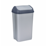 Waste bin with swivel lid 50L Swantje 38.5x29x66cm light silver