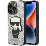 Karl Lagerfeld KLHCP14XGFKPG iPhone 14 Pro Max 6.7" kvakott srebrny/hbedane Glitter Flakes Ikonik