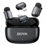 Boya Mini 2-01 juhtmeta hendusega lavalommikmikrofon 2,4 GHz / Type-C ja Lightning / Must