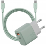 Energea Bazic GoPort Velox USB-C/USB-A 35W GaN laadimisadapteriga roheline kaabeliga