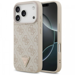GUESS Nahast etui 4G kolmnurk Strass MagSafe iPhone'ile 17 Pro roosa
