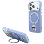 Karl Lagerfeld Etui koos ringiga ja 360 pratava Karl Head Pin MagSafe do iPhone 18 Pro Max / 17 Pro Max jasnoniebue