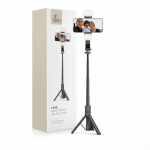 Tech-Protect L05S Bluetooth selfie stick with tripod up to 105cm with LED lamp - black
