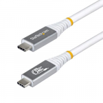 StarTech.com 1,5 meetri pikkune (5 jala) USB4 kaabel, 80Gbps, USB-IF sertifikaadiga USB-C kaabel, 240W PD, 8K 120Hz/4K 240Hz DP2.1 DP80, TPE mbris, Thunderbolt 4 hilduv Valge USB-C kaabel