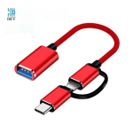 Riff V8 2-in-1 OTG host-kaabel, Type-C + Micro USB isane pistik USB 3.0 Type A punane 15,5 cm OEM
