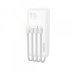 Dudao K6Pro universaalne 10000mAh power bank USB-kaabliga, Type C, Lightning, valge