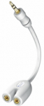 Inakustik Kabel 3,5 mm mees - 2 x 3,5 mm naine valge