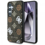 GUESS Etui 4G Prinditud vrviline Peony muster MagSafe do Samsung Galaxy S25 brzowy