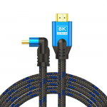 Savio CL-147 HDMI v2.1 kaabel, kallis, 1,8 m, vask, puuvillane lilitel, metallist pistikud, HDMI kaabel HDMI Type A (Standard) Must, Sinine