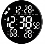 Gaosiio DS-3853L Digitaalne LED-seinakell kuupevaga, temperatuuriga, huniisusega ja hirehuga, kaugjuhtimega, 25 cm