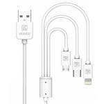iKaku KSC-078 3in1 USB-C / Lightning / Micro USB laadimiskaabel 1m Valge
