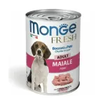 Monge Dog Fresh tiskasvanute tkid vorstis sealihaga tielikitud veepaid, mis on tiskasvanute koerte toiduks koos sealihaga, 400 g