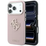 GUESS Tekstureeritud ja suur ebaklassiline resiiniga logo-kinnitus iPhone 18 Pro / 17 Pro jaoks Roosa