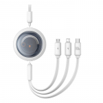 Baseus 3-in-1 Free2Draw USB ja M+L+C 100W henduskaabel, 1,1 m (valge)