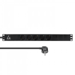Lanview 19"" rack mount power strip, 1U, 10A with 5 x Schuko type
