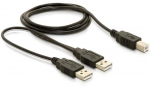 Delock USB kabel B - 2x A St/St 1.00m sw