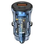 USAMS Auto laadimine. 1xUSB+1xUSB-C C32 30W kiirlaadimine sinine/sinine CC164CC02 (US-CC164)