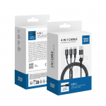 Kaabel 4in1 USB-C / USB-A Micro USB / Lightning / USB-C Sinine Star 2,4A 12W Cafule 1,2 m C172 must