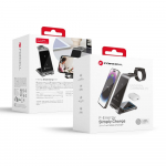 Traadita laadija Forcell F-Energy 3in1 Simply Charge alumiinium, hildub Apple Watch ja Samsung Watch'iga, hall