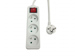 MicroConnect 3-way Power Strip on/off switch French Type E, 1.5m