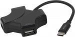 Deltaco USB-C keskus, 4x USB-A, 480 Mbit/s, must (USBC-HUB205)