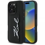 Karl Lagerfeld Etui HC Grained PU Cardslot Metal Signature do iPhone 16 Pro Max czarny