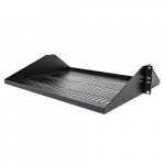 StarTech.com 2U Server Rack Shelf, Center Mounted Universal Vented Rackmount Cantilever Tray for 19 Network Equipment Rack, Heavy Duty Steel, 200lb Capacity, 14 Deep, Black