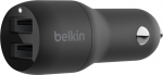Belkin BoostCharge Dual USB-A Car Charger 24W -autolaturi, musta (CCB001btBK)