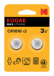 KODAK CR1616 Lithium Battery BLISTER x2pcs