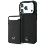 Mercedes Case Grill Pattern ja nahast kaardikoti MagSafe iPhone 18 Pro Max / 17 Pro Max jaoks, must