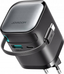 Joyroom Juht JR-TCL02 65W GaN Juht USB-A USB-C, mis sisaldab sisseehitatud USB-C kabeli - Must
