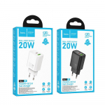 Hoco USB A + USB C QC3.0 PD 3A 20W N61 valge laadija