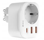 Devia Power socket PD charger 20W USB-C 2x USB 3A