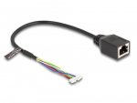 Delock RJ45-pistik pistikupesasse, tihvtpeaga naissoost 1,25 mm, 4 tihvti ning tihvtpeaga naissoost 1,25 mm, 6 tihvti, Cat.5e, 30 cm, must