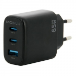 Mobilis Seinapulgakonverter - 65W - 2USB-C + 1USB-A - GaN